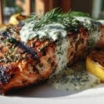 Grilled Salmon Fillets with Lemon-Dill Sauce