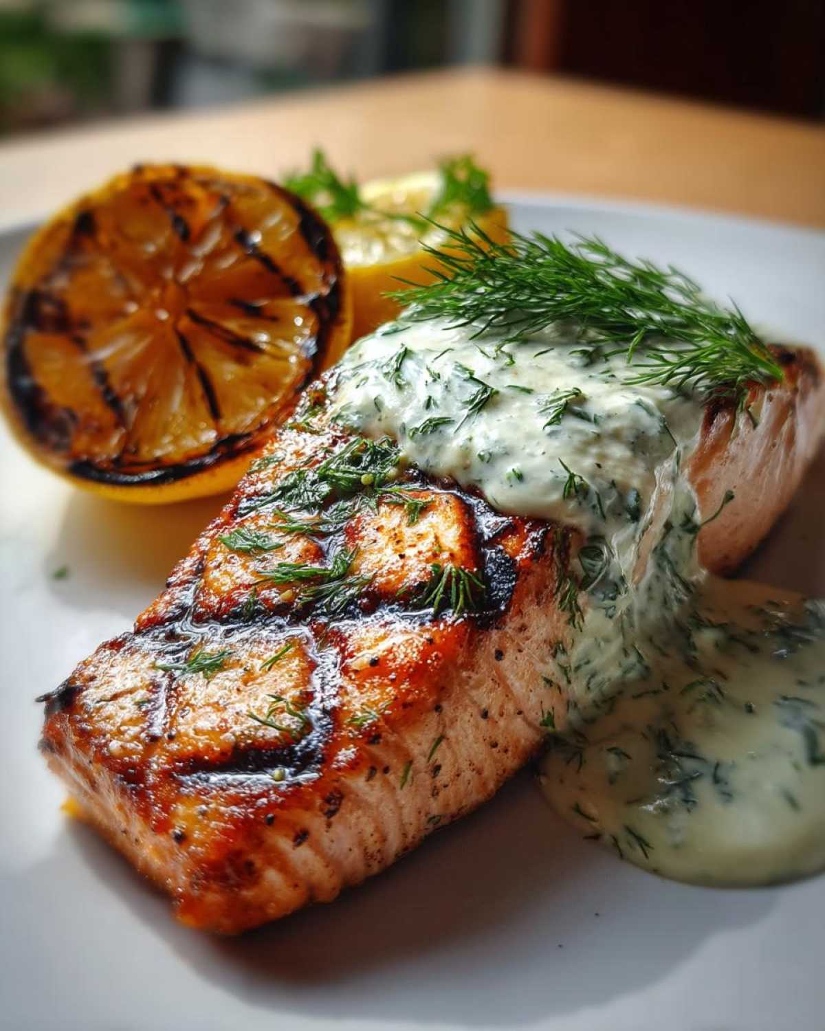 Grilled Salmon Fillets with Lemon-Dill Sauce - detail 3