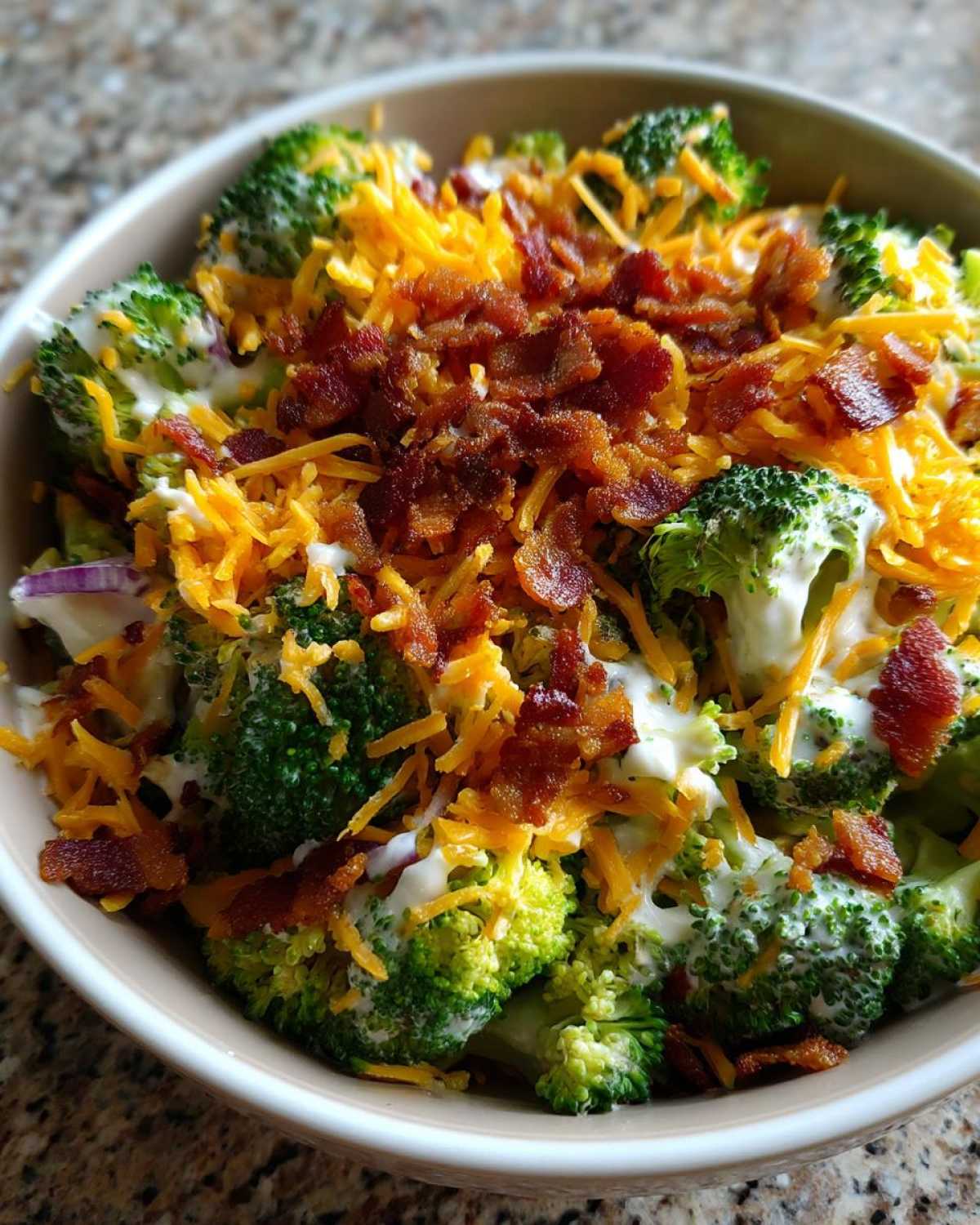 Hearty Broccoli Salad with Bacon and Cheddar Cheese - detail 2