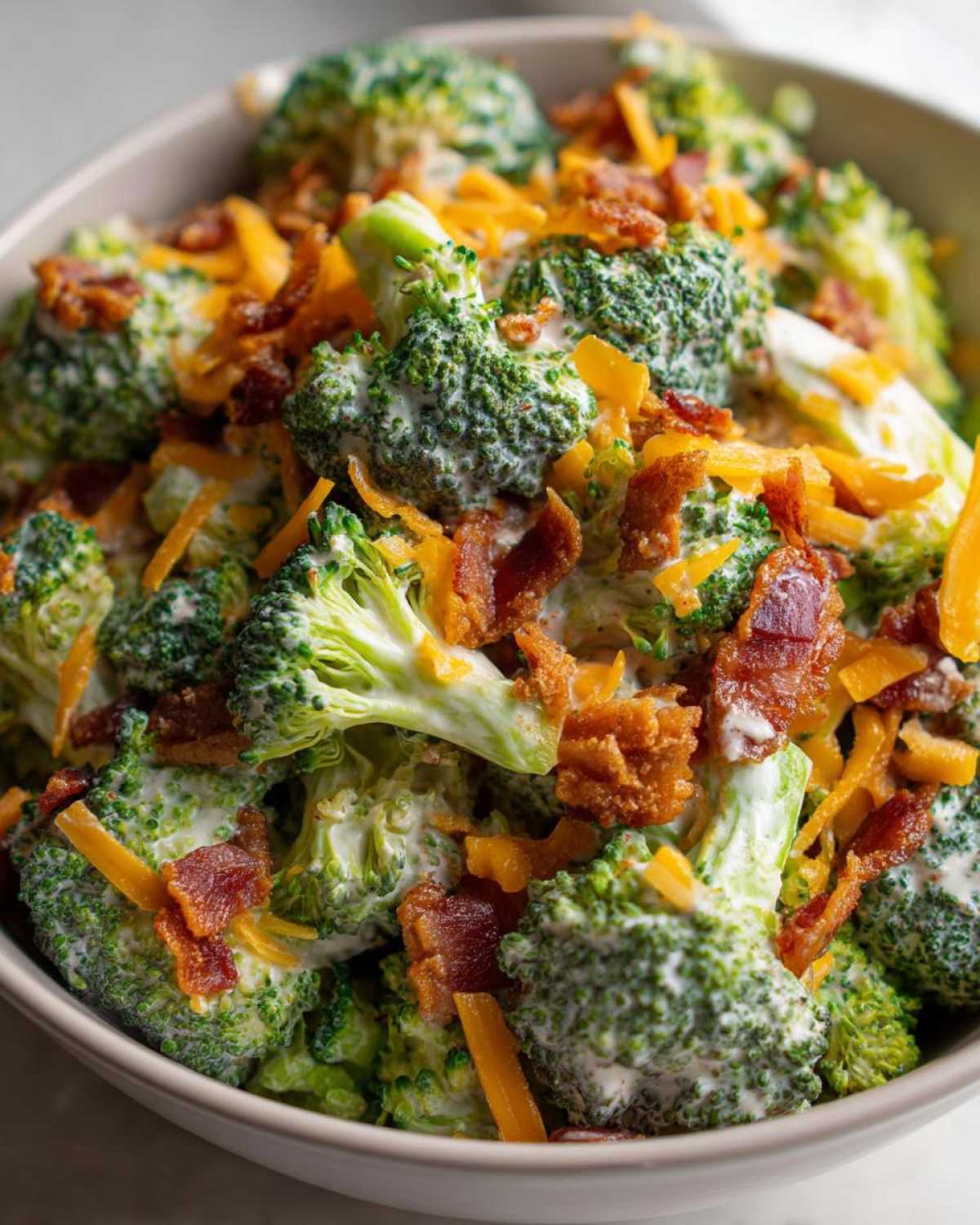 Hearty Broccoli Salad with Bacon and Cheddar Cheese - detail 3