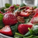 Strawberry Spinach Salad with Candied Pecans & Poppy Seed Dressing