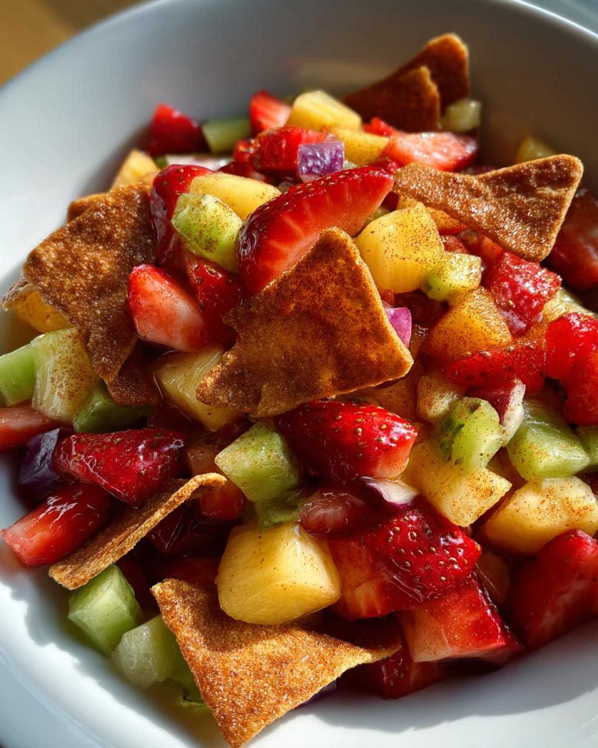 Sweet Fresh Fruit Salsa with Cinnamon Tortilla Chips - detail 1