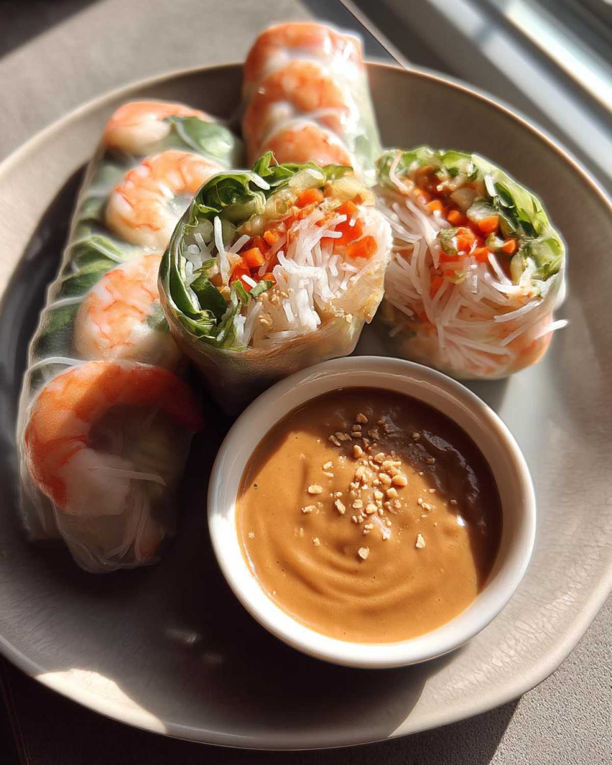 Vietnamese Summer Rolls with Peanut Dipping Sauce - detail 2
