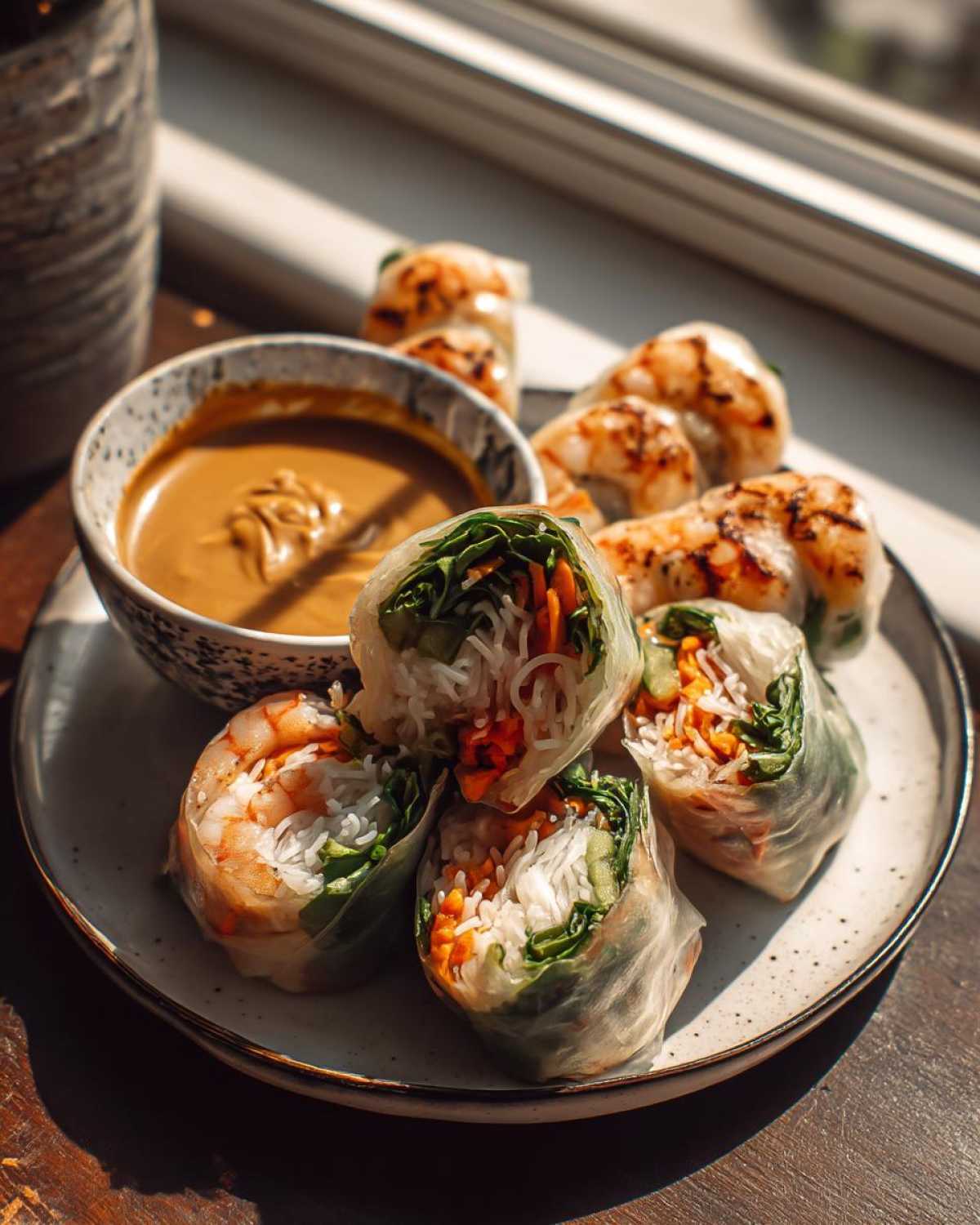 Vietnamese Summer Rolls with Peanut Dipping Sauce - detail 3