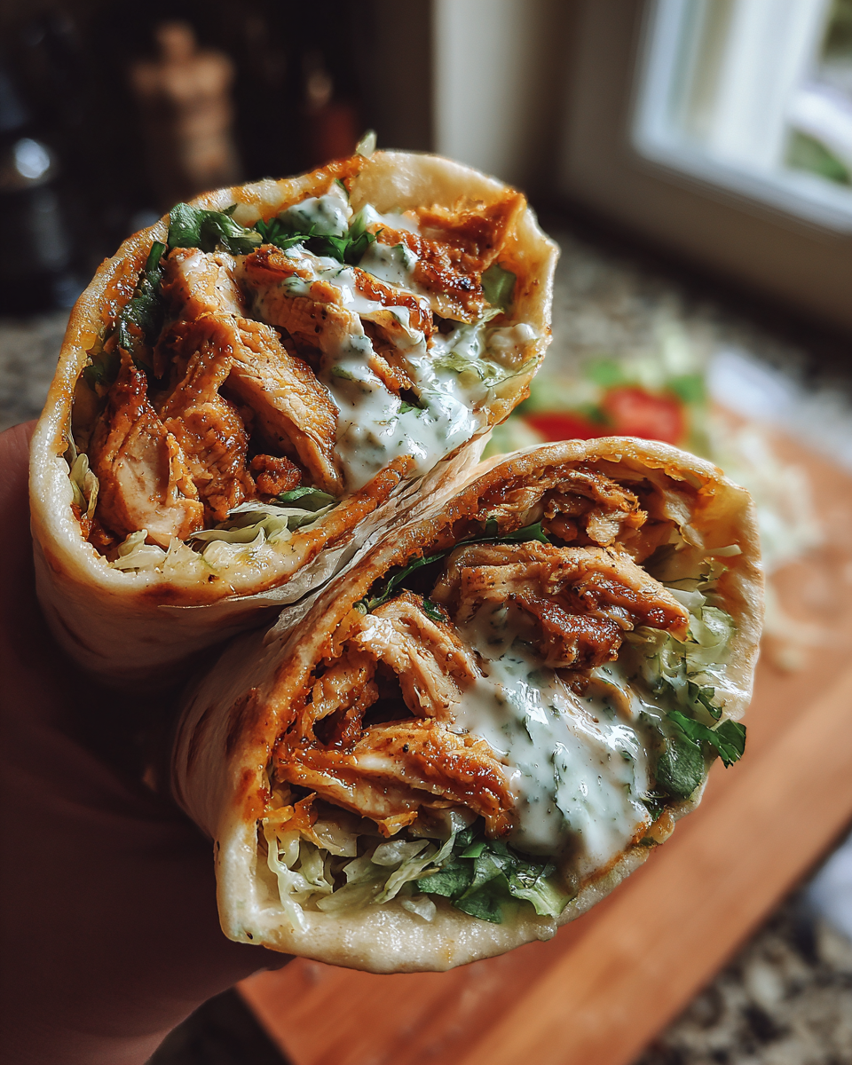 Chicken Shawarma Wraps with Garlic Sauce - detail 2