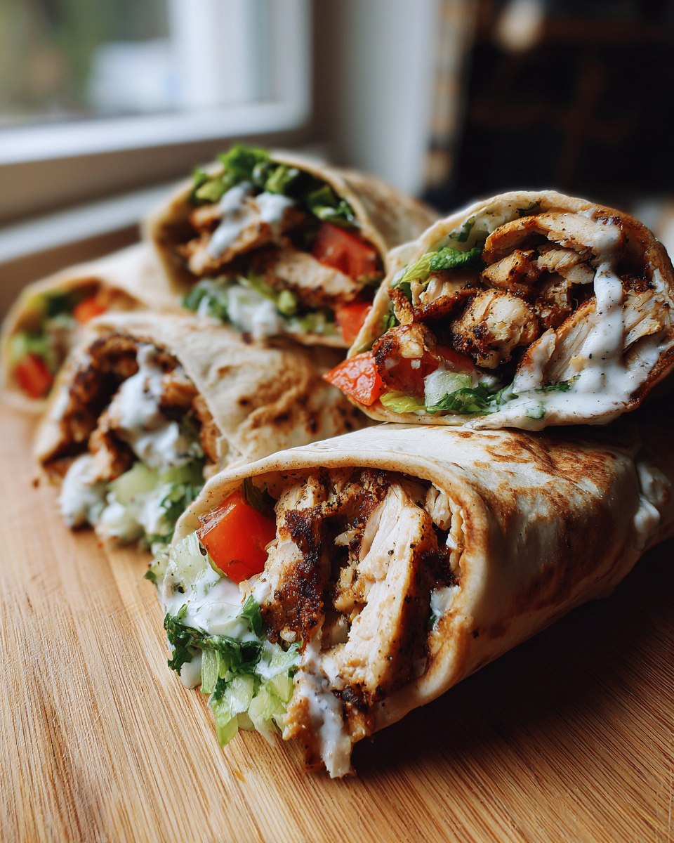 Chicken Shawarma Wraps with Garlic Sauce - detail 1