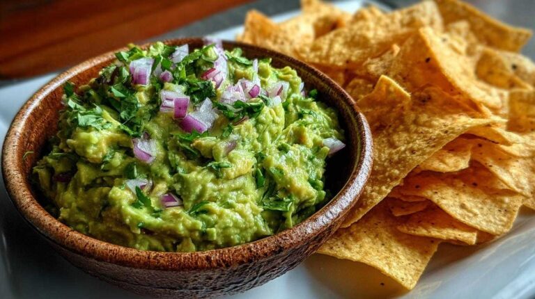 Homemade Guacamole with Baked Tortilla Chips