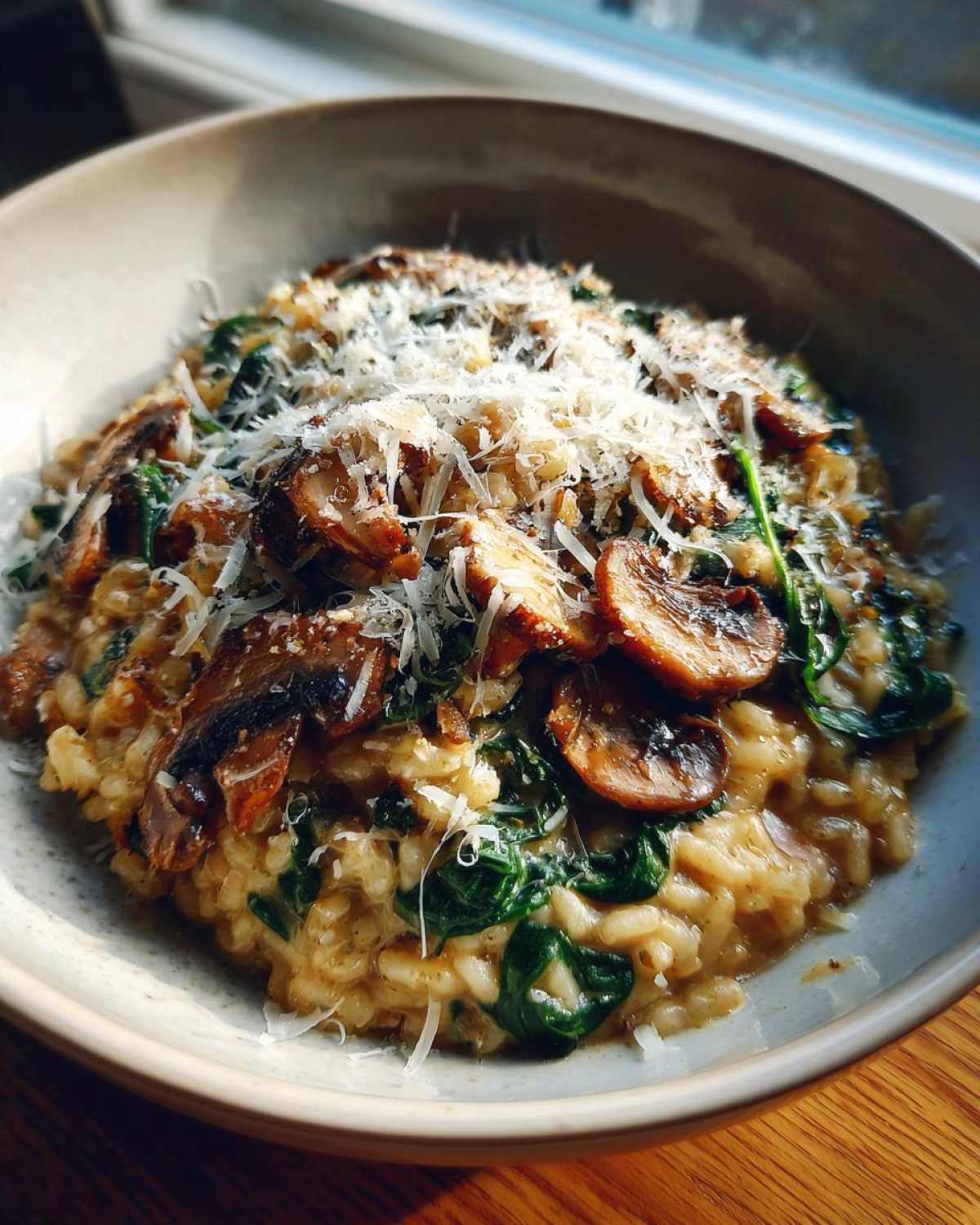 Mushroom and Spinach Risotto - detail 3