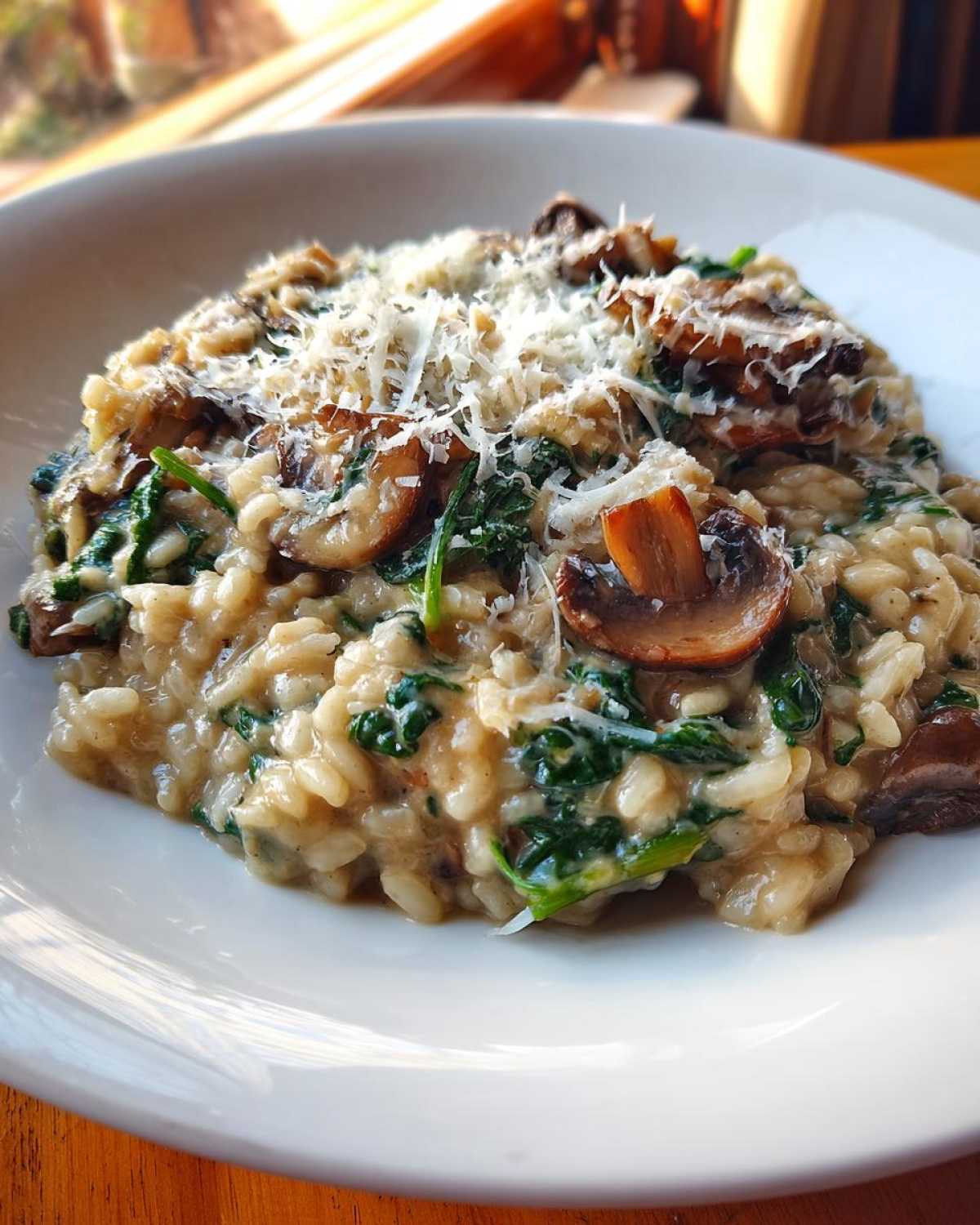 Mushroom and Spinach Risotto - detail 1