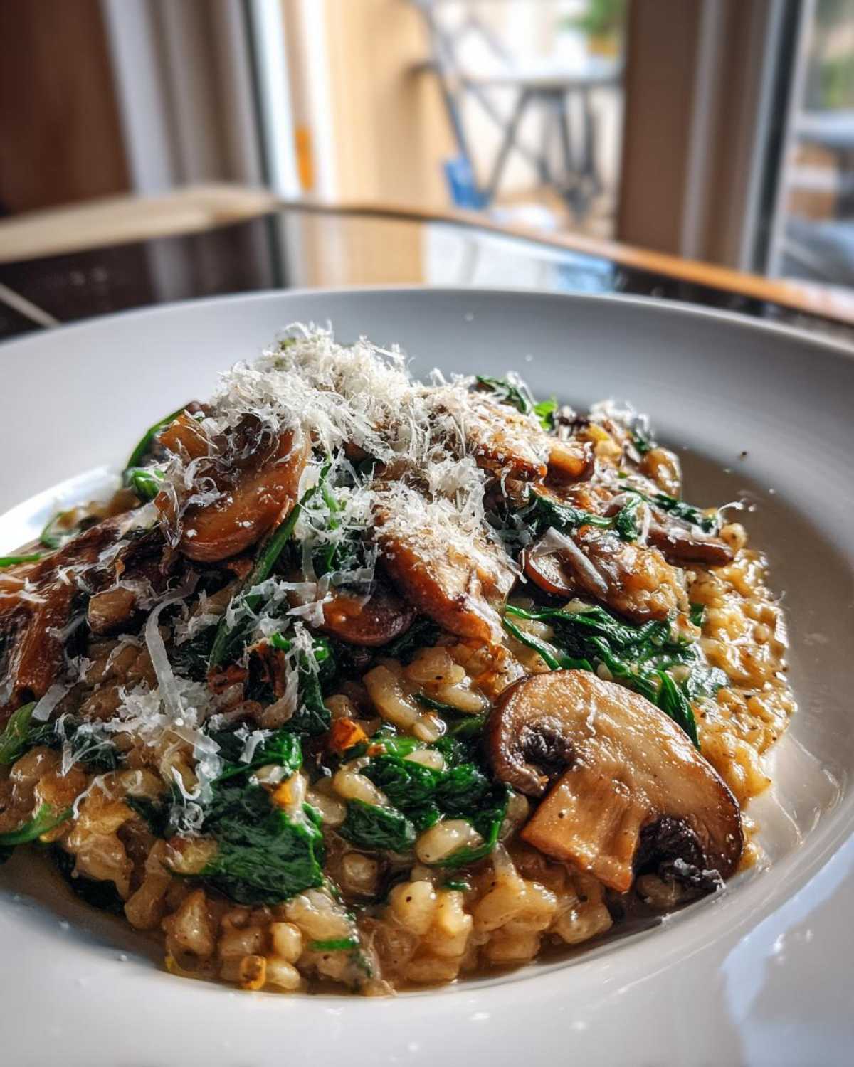Mushroom and Spinach Risotto - detail 2