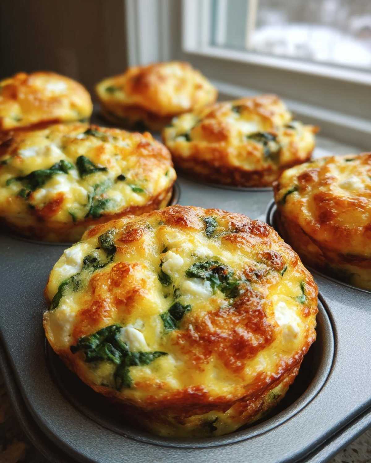 Spinach Feta Egg Muffins - detail 2