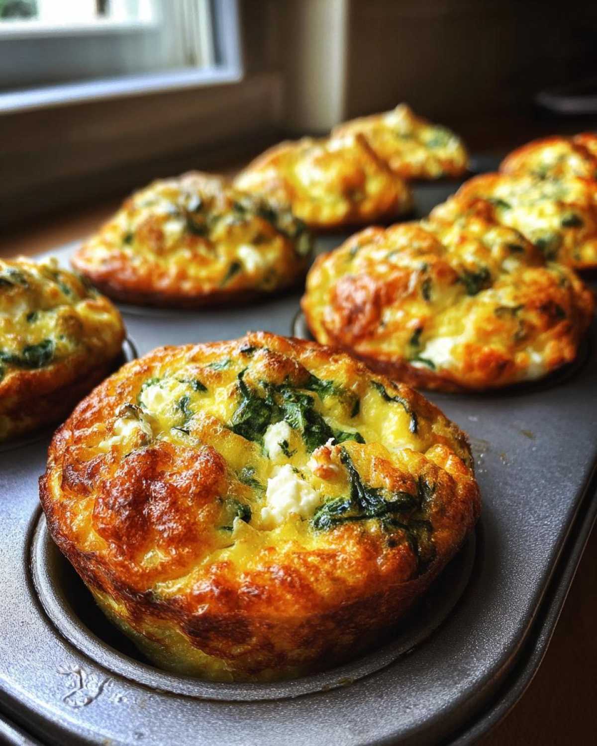 Spinach Feta Egg Muffins - detail 3