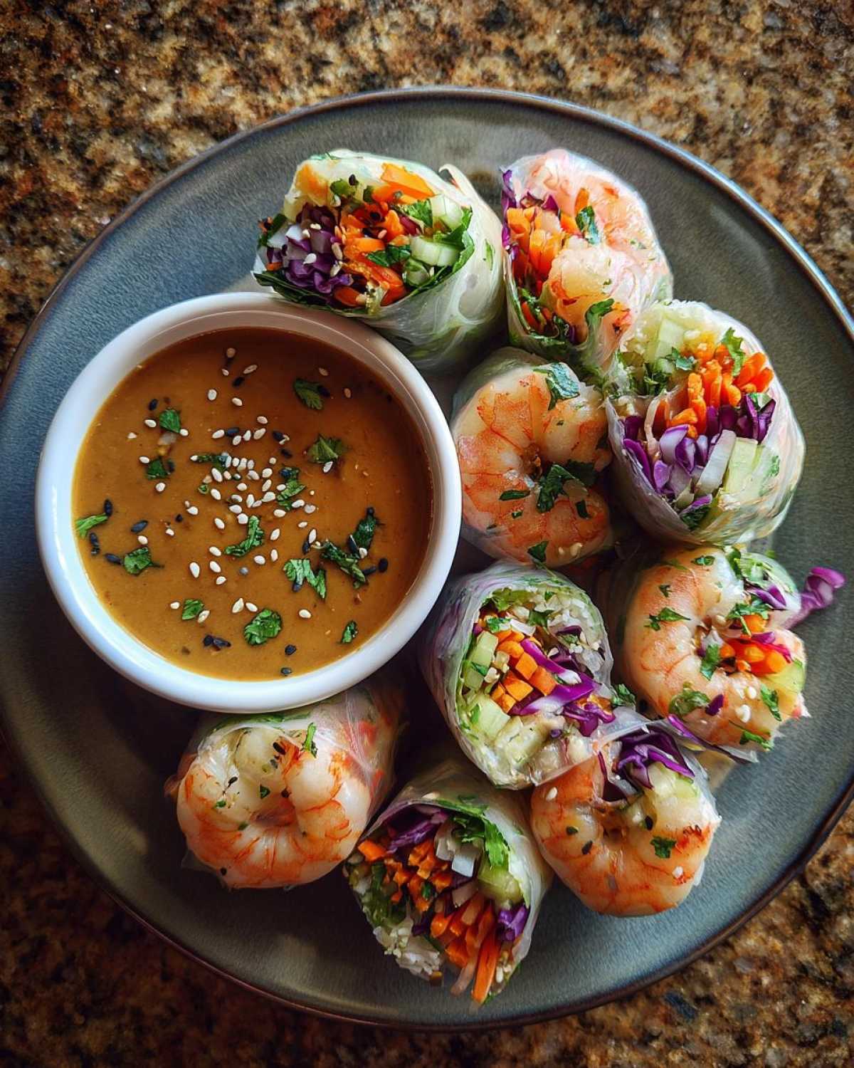 Summer Roll (Fresh Spring Roll) with Peanut Sauce - detail 1