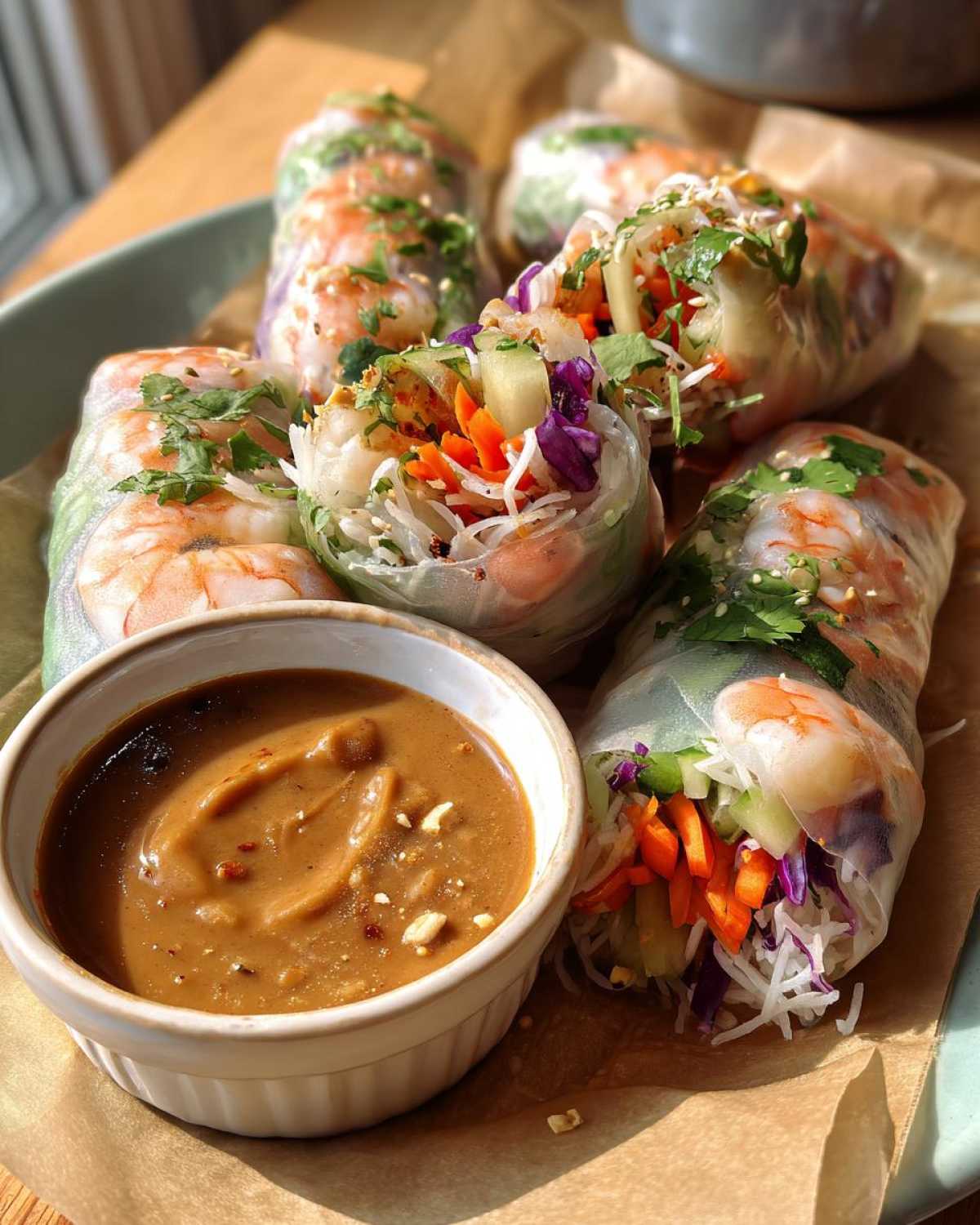 Summer Roll (Fresh Spring Roll) with Peanut Sauce - detail 3
