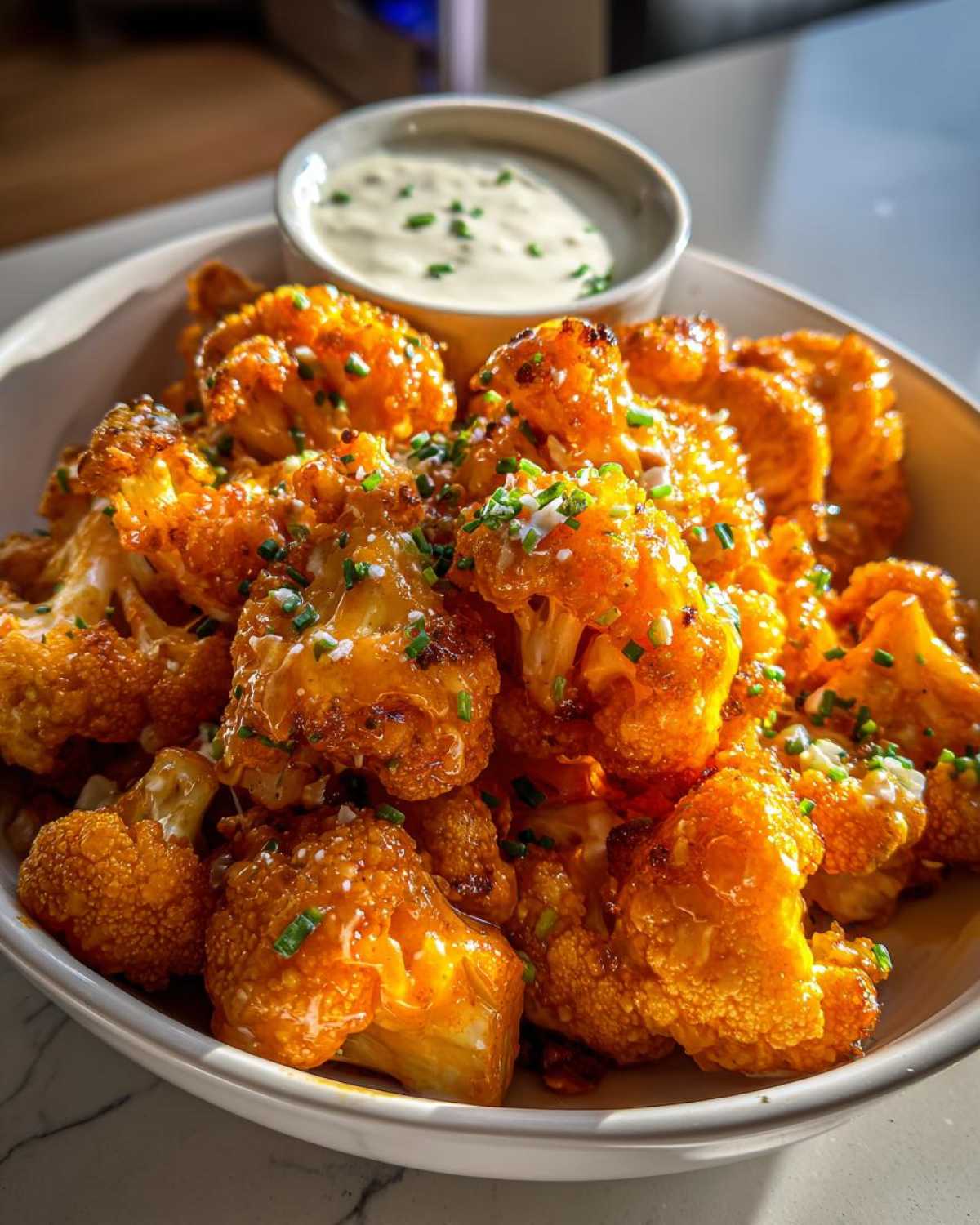 Air Fryer Buffalo Cauliflower Bites (Healthy Game-Day Snack) - detail 2
