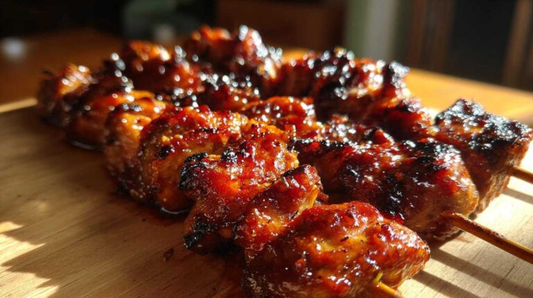 Apple Cider BBQ Chicken Skewers (Grill or Oven)