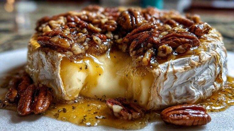 Baked Brie with Honey and Pecans (3-Ingredient Appetizer)