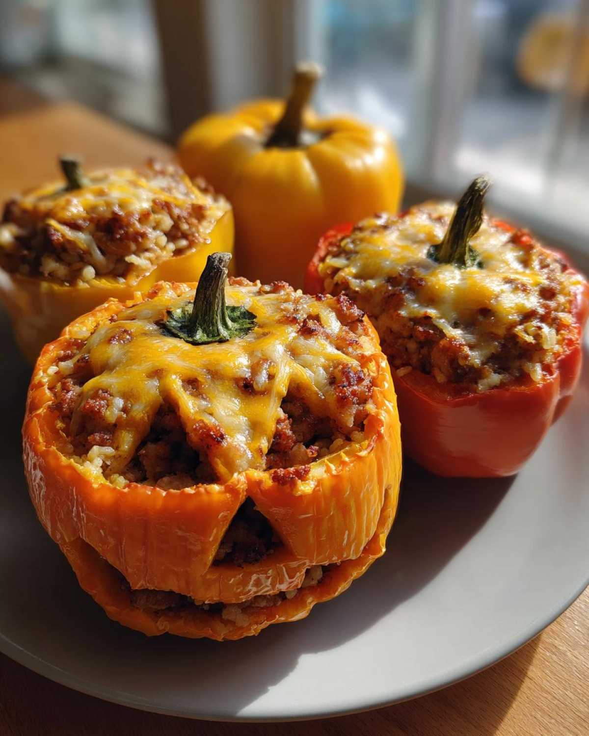 Jack-O'-Lantern Stuffed Peppers (Fun Halloween Dinner) - detail 1
