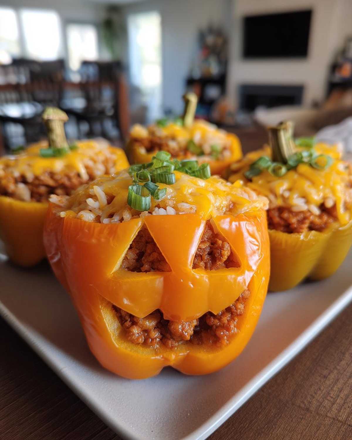 Jack-O'-Lantern Stuffed Peppers (Fun Halloween Dinner) - detail 2