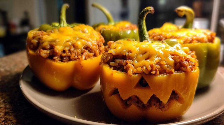 Jack-O'-Lantern Stuffed Peppers (Fun Halloween Dinner)