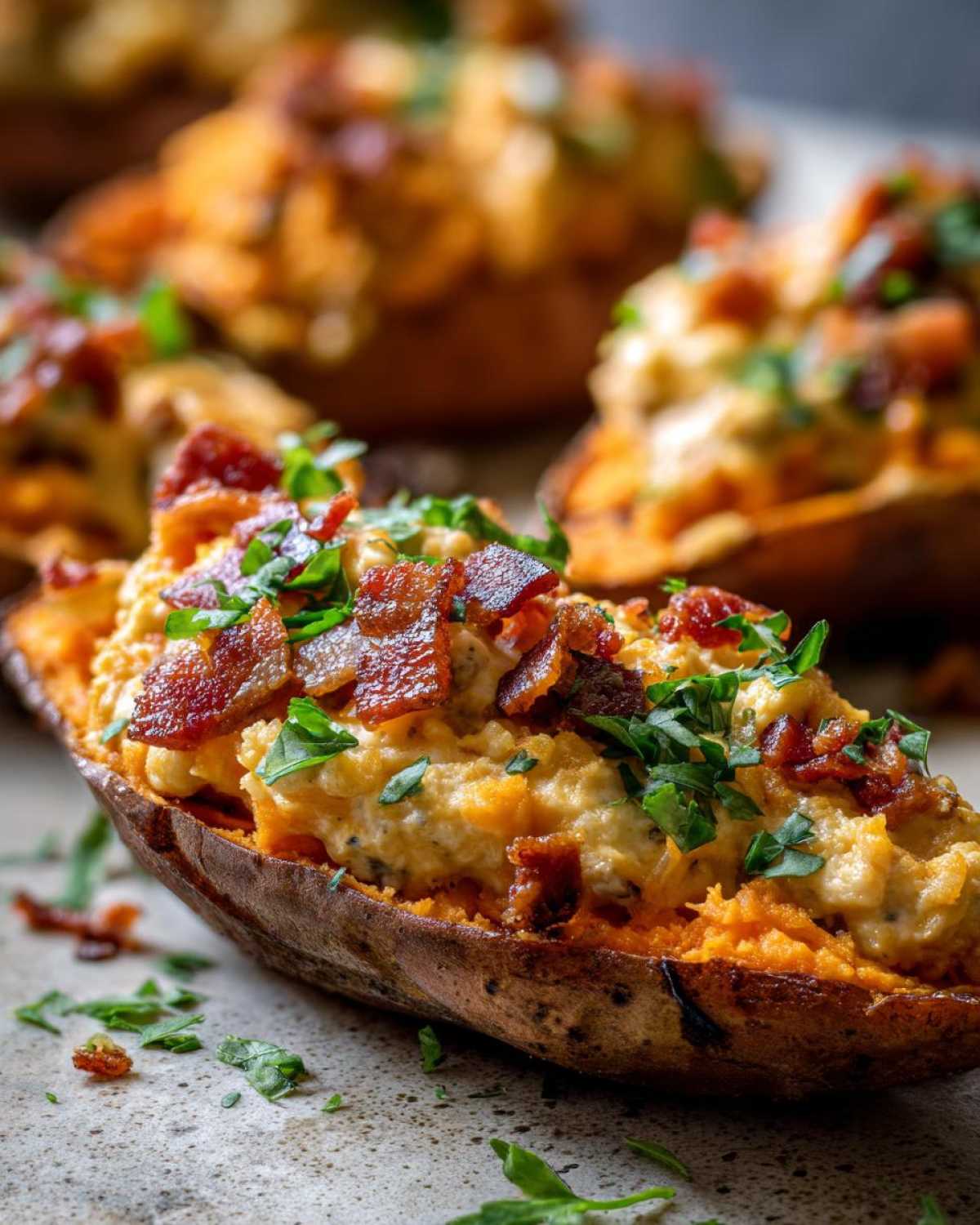 Loaded Sweet Potato Skins (Stuffed Party Appetizer) - detail 1