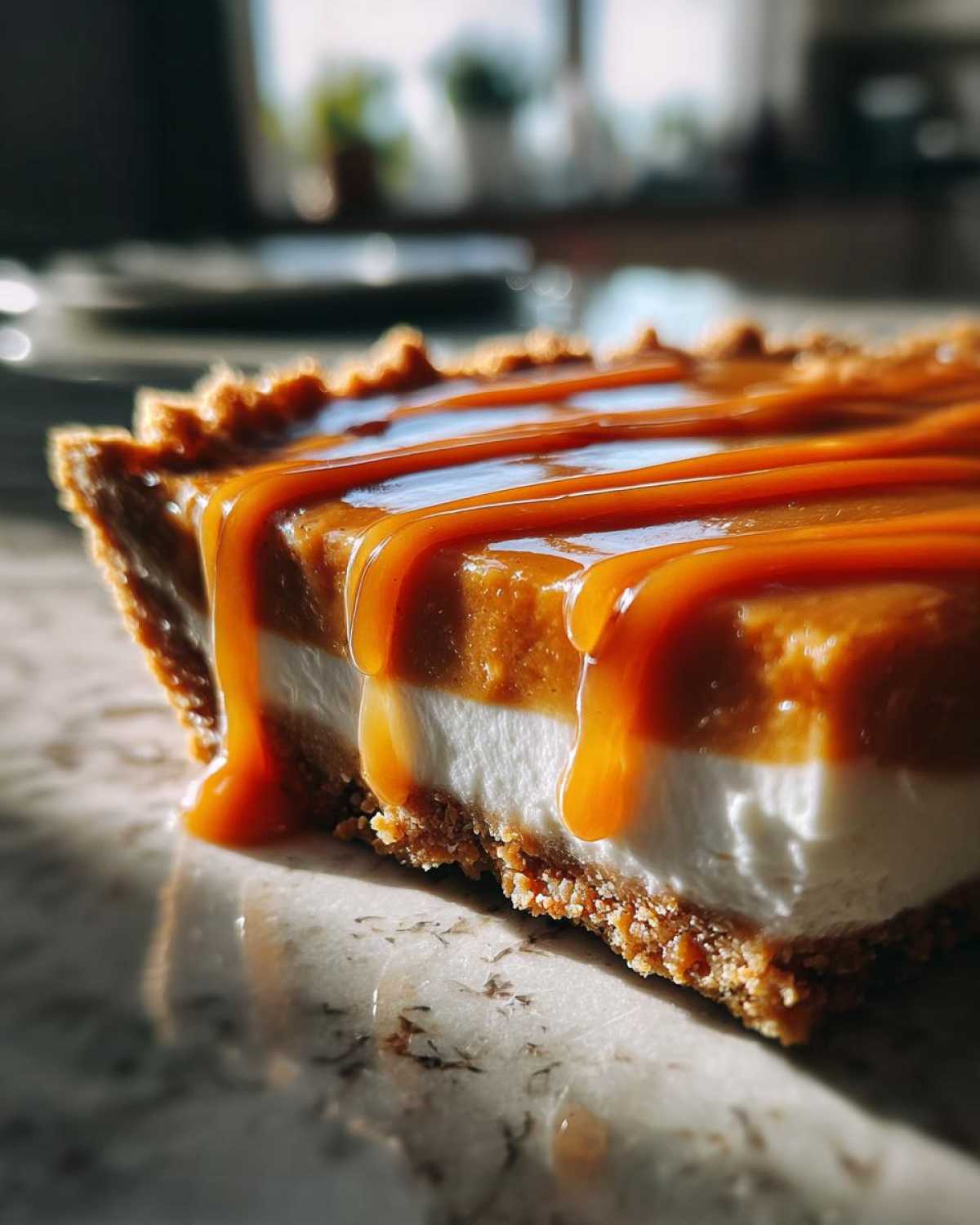 No-Bake Salted Caramel Pumpkin Pie (Easy Freezer Dessert) - detail 2