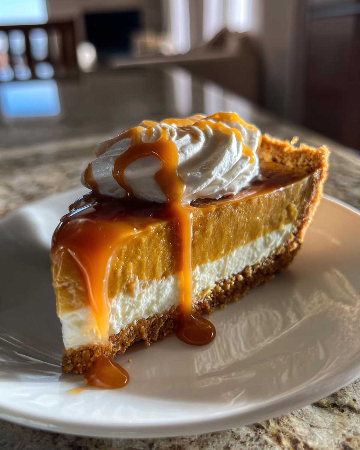 No-Bake Salted Caramel Pumpkin Pie (Easy Freezer Dessert) - detail 3