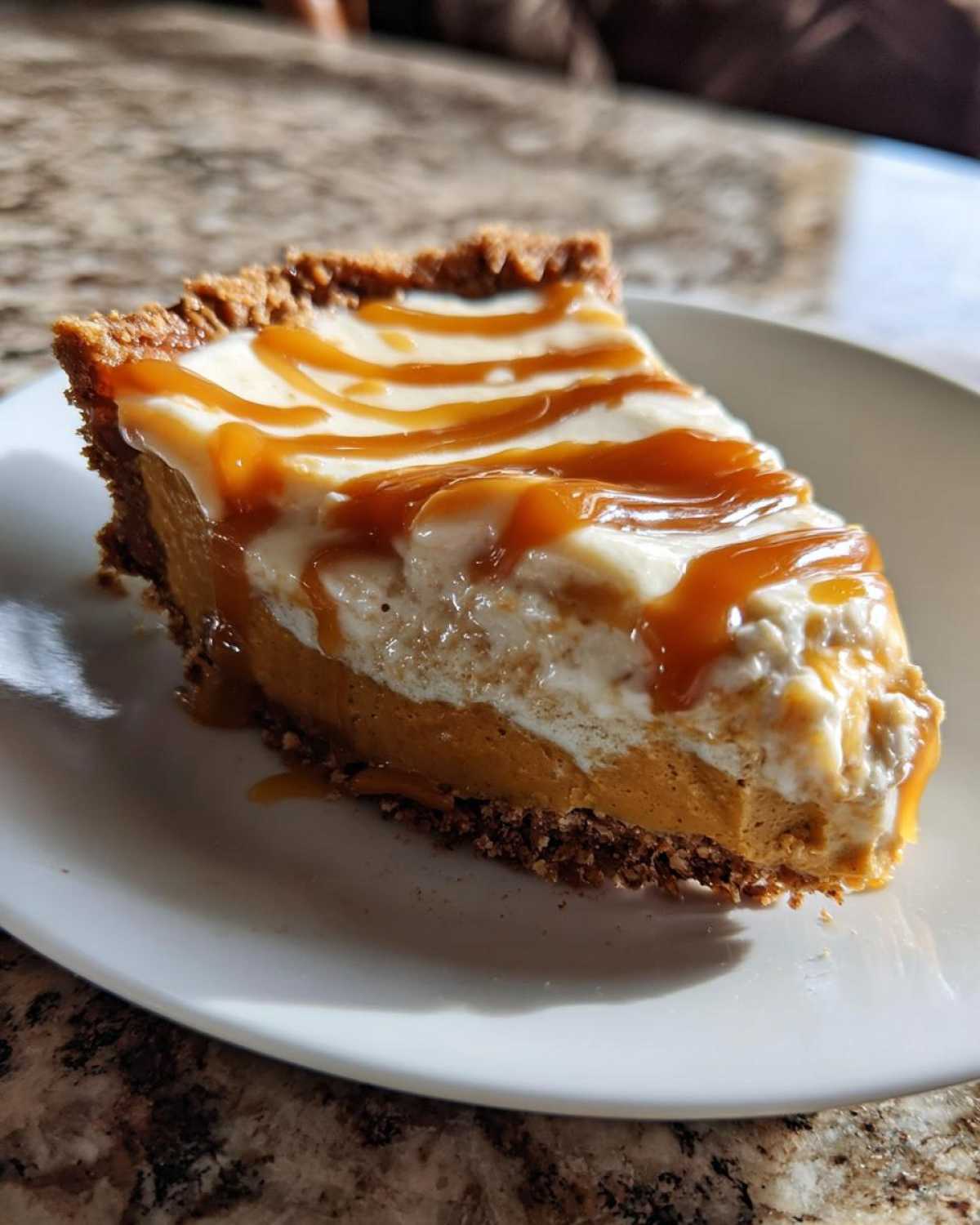 No-Bake Salted Caramel Pumpkin Pie (Easy Freezer Dessert) - detail 4