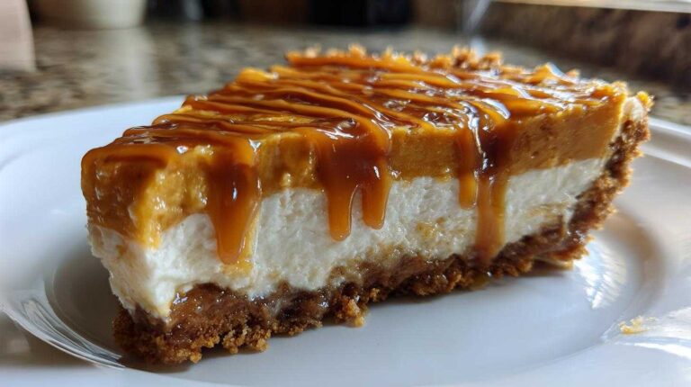 No-Bake Salted Caramel Pumpkin Pie (Easy Freezer Dessert)