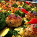 One-Pan Garlic Herb Turkey Meatballs & Veggies (Low-Carb)
