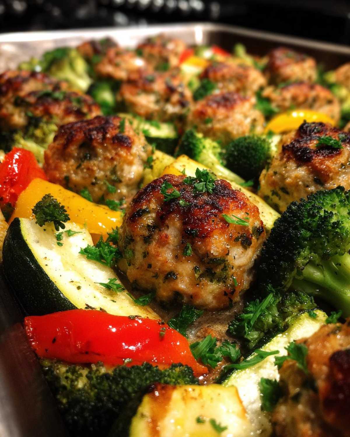 One-Pan Garlic Herb Turkey Meatballs & Veggies (Low-Carb) - detail 2