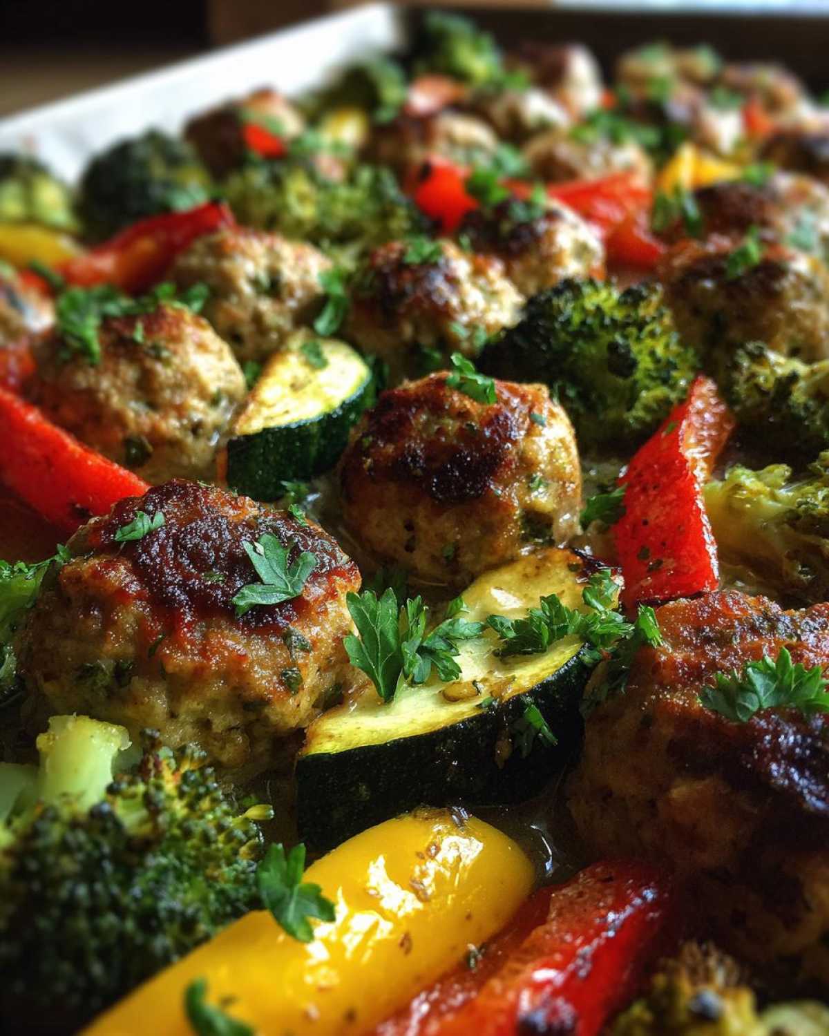 One-Pan Garlic Herb Turkey Meatballs & Veggies (Low-Carb) - detail 4
