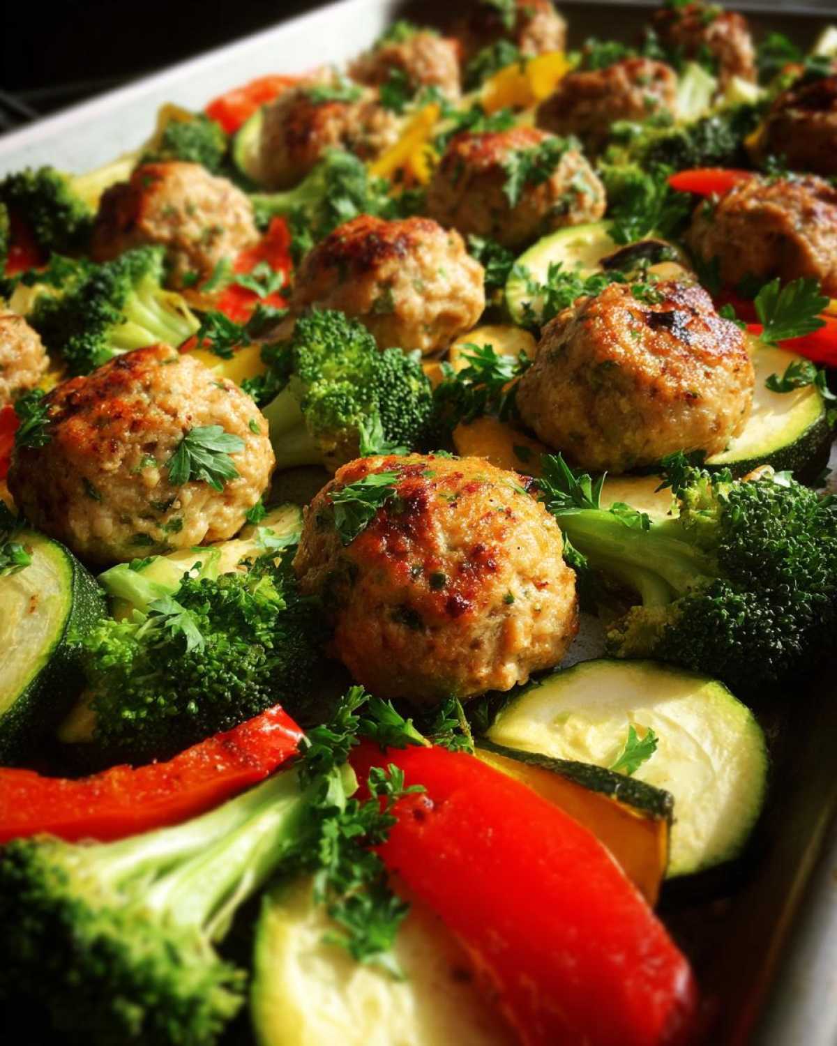 One-Pan Garlic Herb Turkey Meatballs & Veggies (Low-Carb) - detail 3