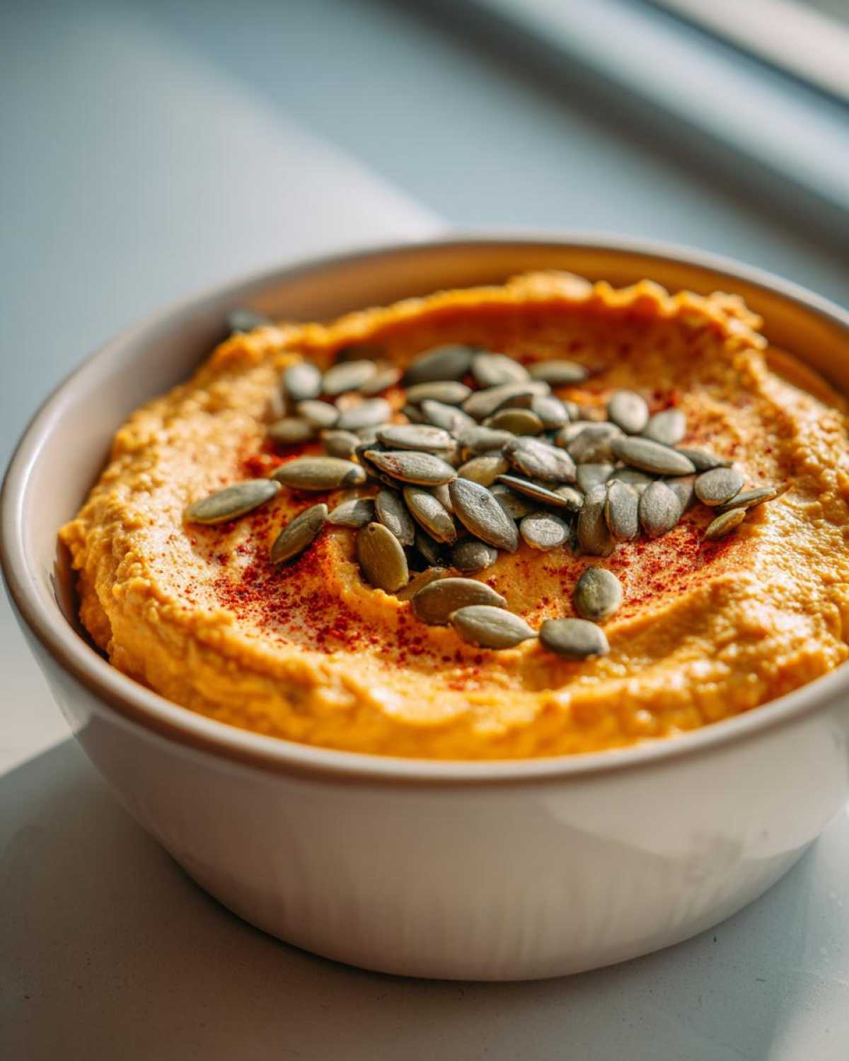 Savory Pumpkin Hummus (Fall Party Dip) - detail 1