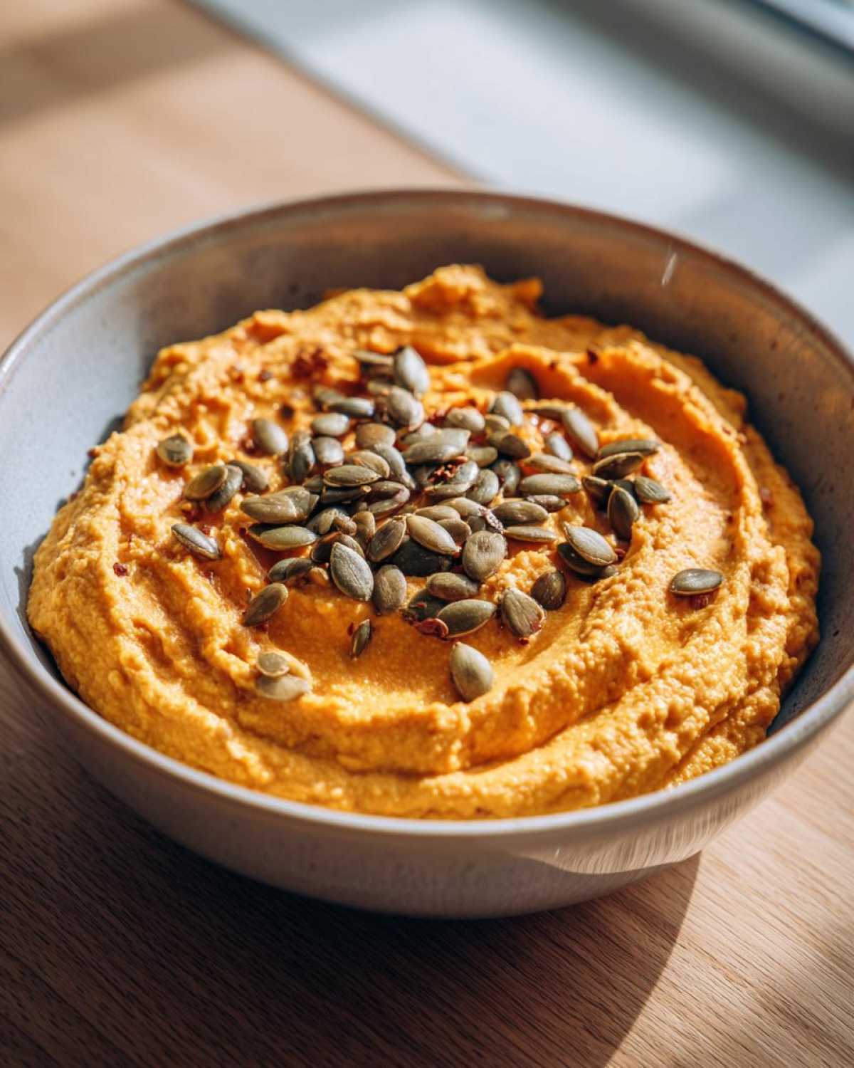 Savory Pumpkin Hummus (Fall Party Dip) - detail 3