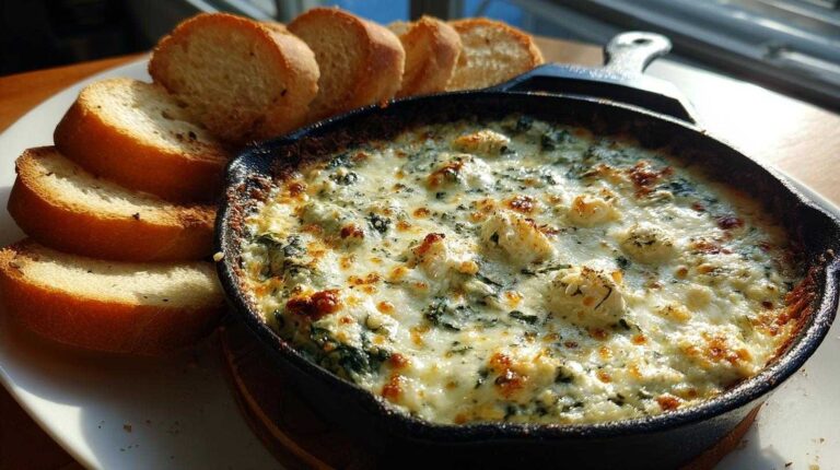 Skillet Spinach Artichoke Dip (Ooey Gooey Appetizer)