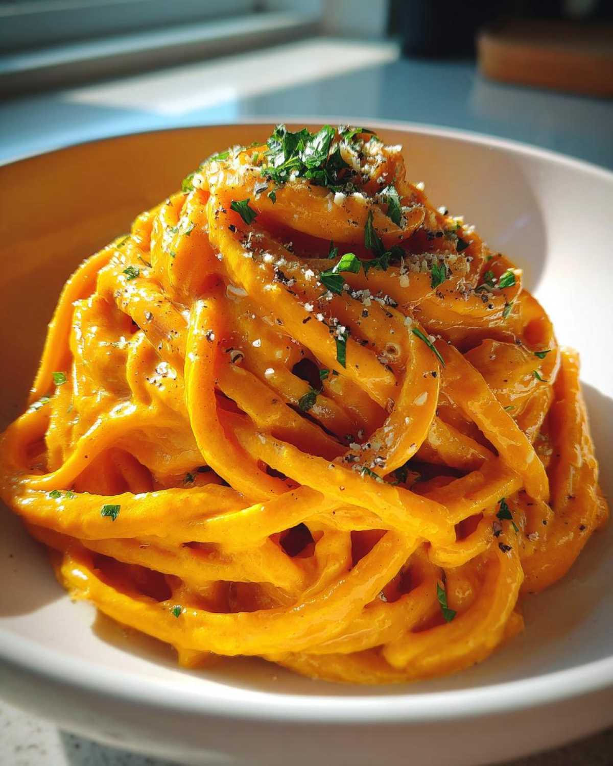 Vegan Pumpkin Alfredo (Creamy Dairy-Free Pasta) - detail 1
