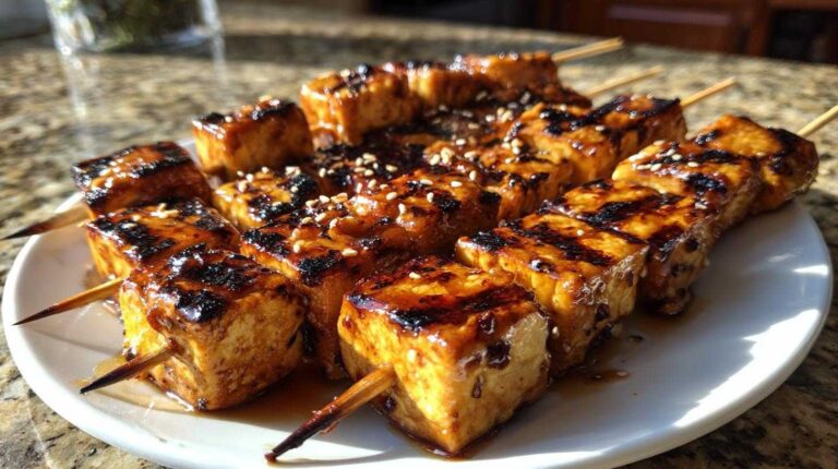 Grilled Teriyaki Tofu Skewers (10 Min)