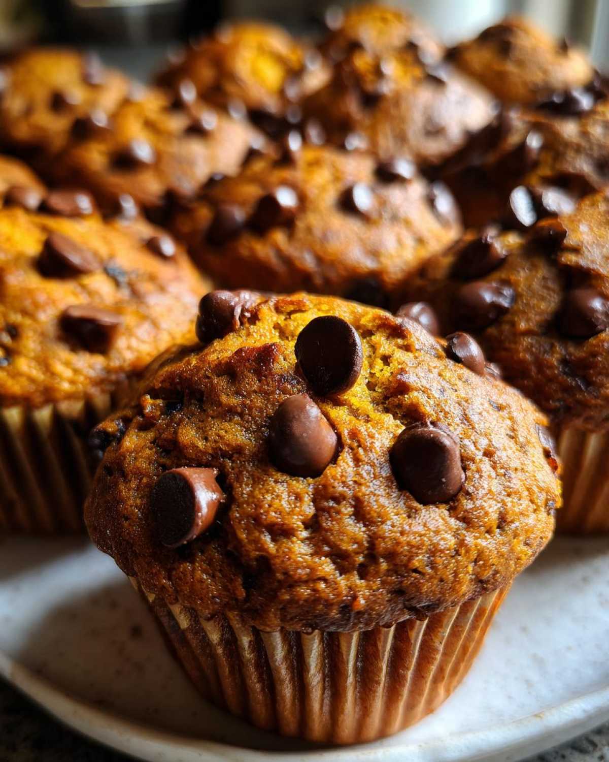 Pumpkin chocolate chip muffins - detail 1