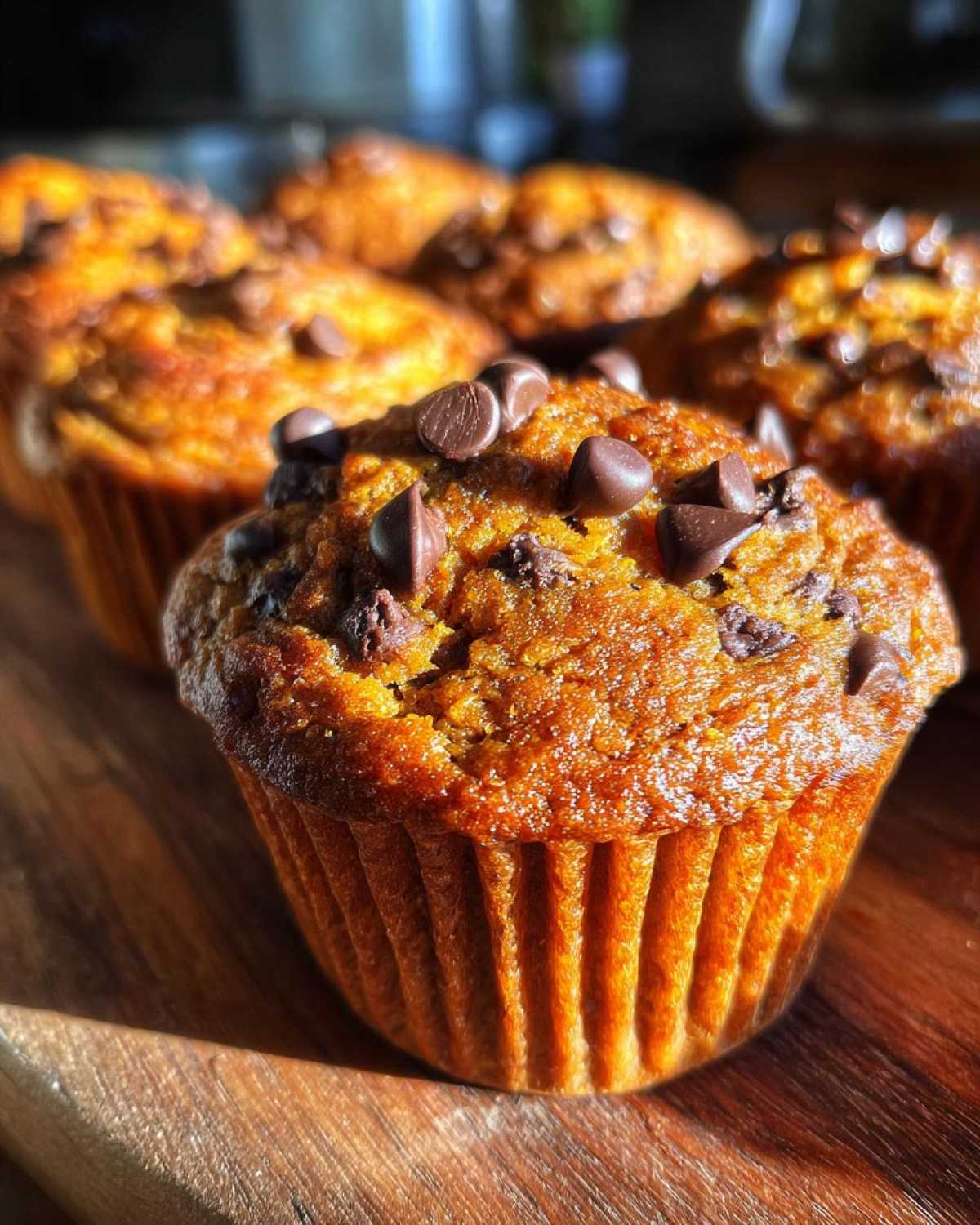 Pumpkin chocolate chip muffins - detail 2