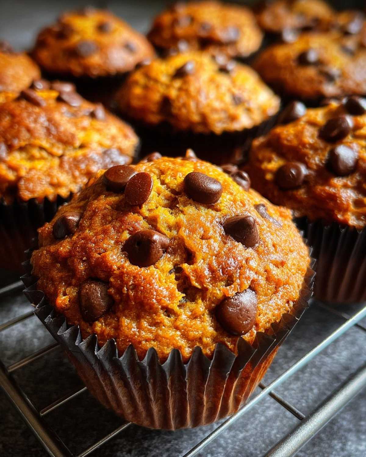 Pumpkin chocolate chip muffins - detail 3