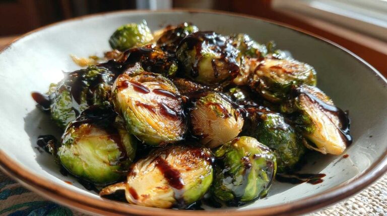 Roasted Brussels Sprouts with Balsamic Glaze: 15 Minutes Roasted Brussels Sprouts with Balsamic Glaze (15 Min)