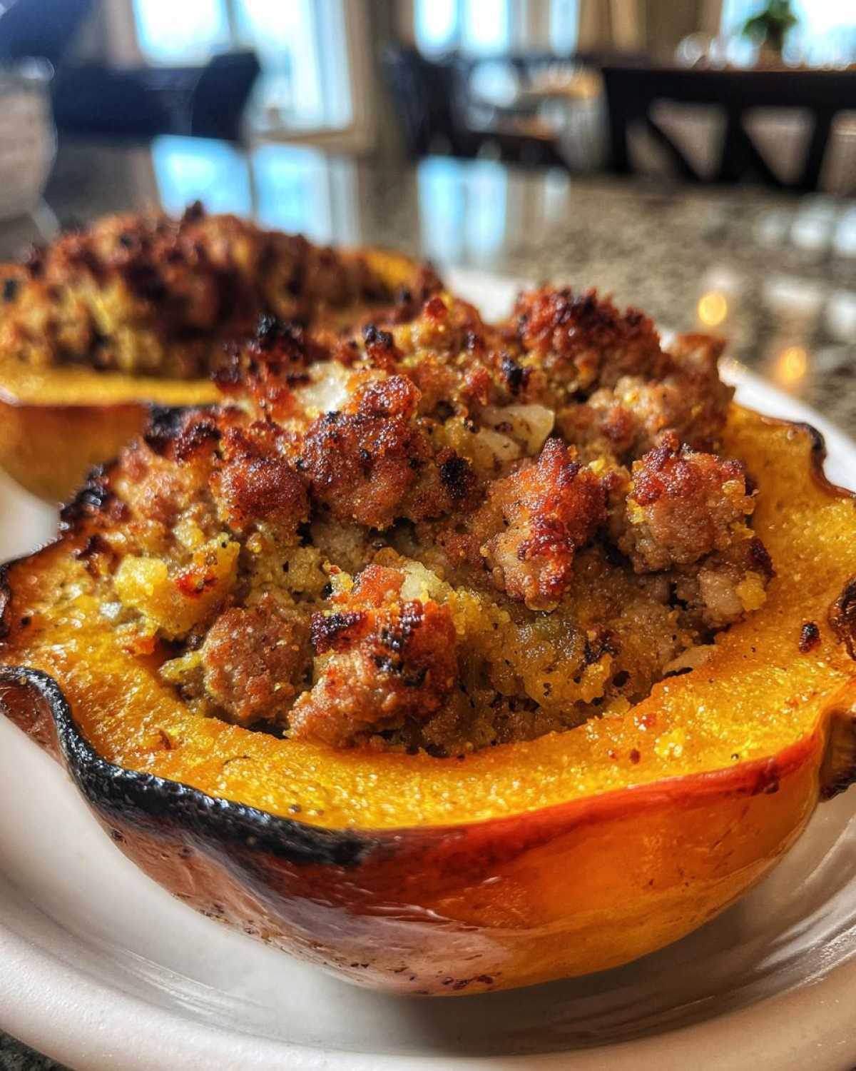 Sausage Stuffed Acorn Squash - detail 2