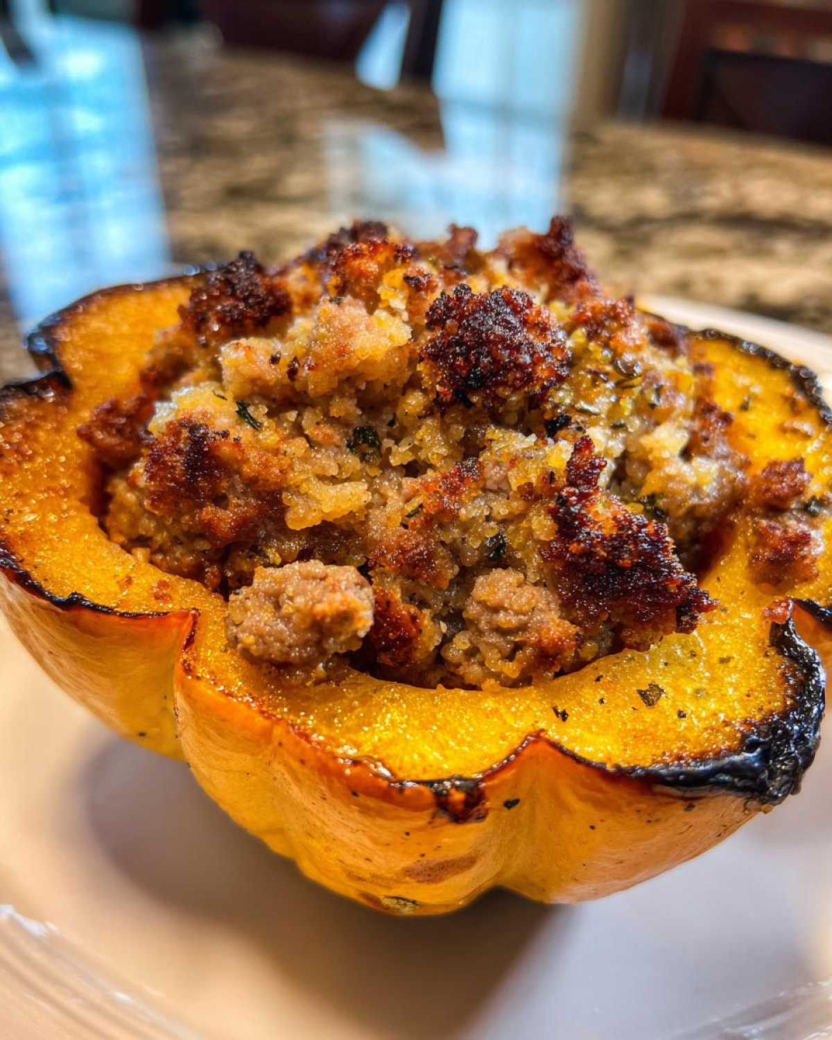 Sausage Stuffed Acorn Squash - detail 4