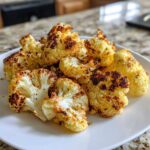 A plate piled high with golden brown, caramelized Roasted Cauliflower Oven Recipes florets.